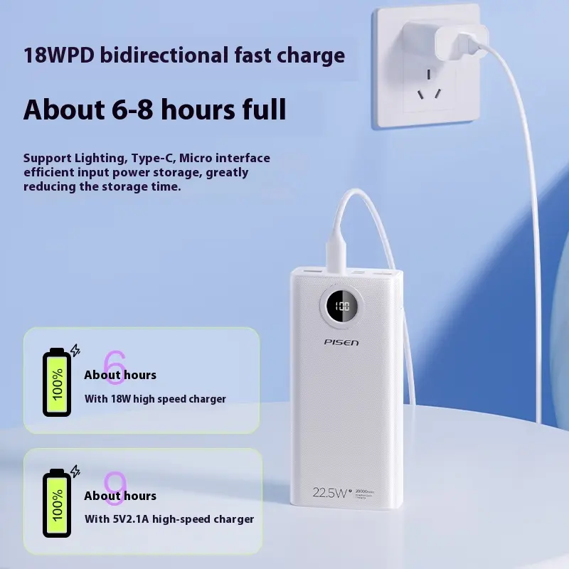  22.5W Super Lithium Battery Multi-Style 20000Mah Fast Charge Phone Power Banks 