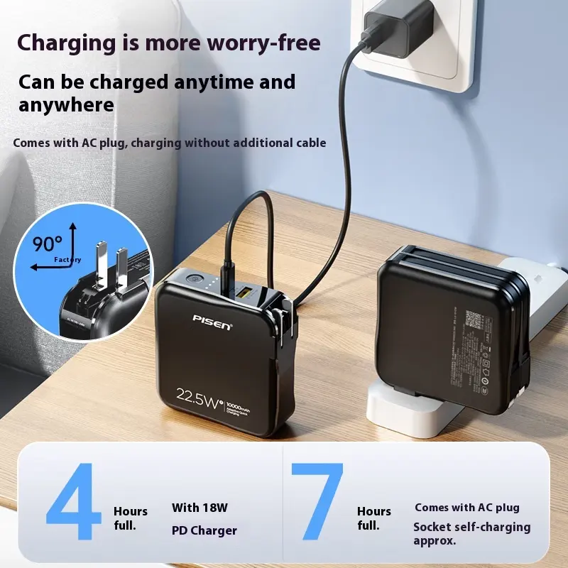 Portablecharger 10000Mah Fast Charging mobile charger  with data cable&plug& breaket  
