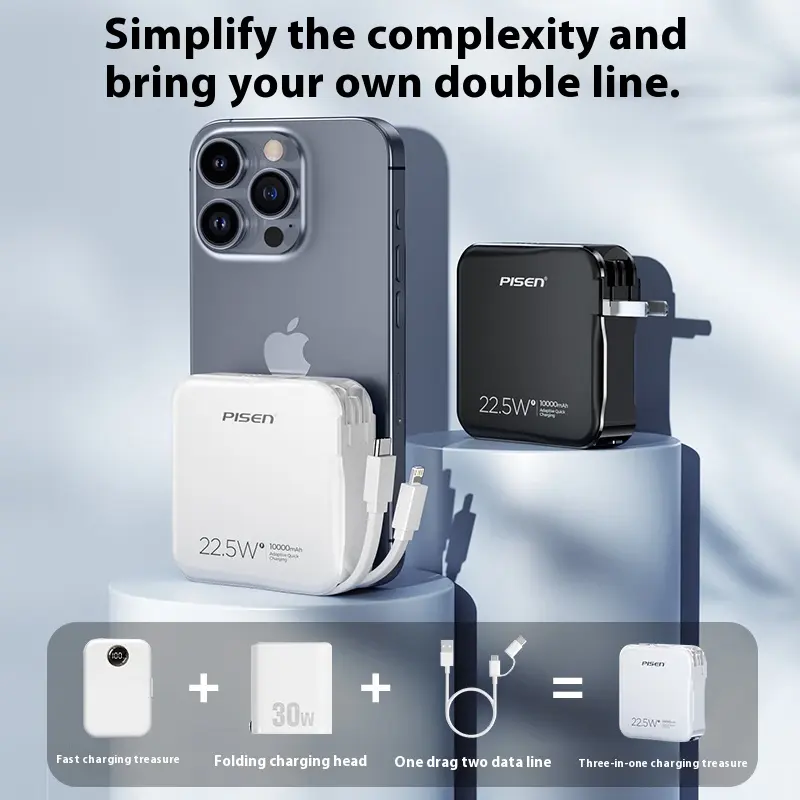 Portablecharger 10000Mah Fast Charging mobile charger  with data cable&plug& breaket  