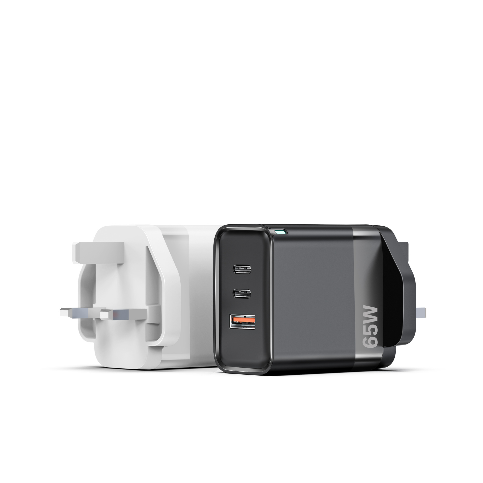 GaN 65W PD fast charger with 2 Type C+ USB  cadapt adapter for uk plug/ europe/us plug