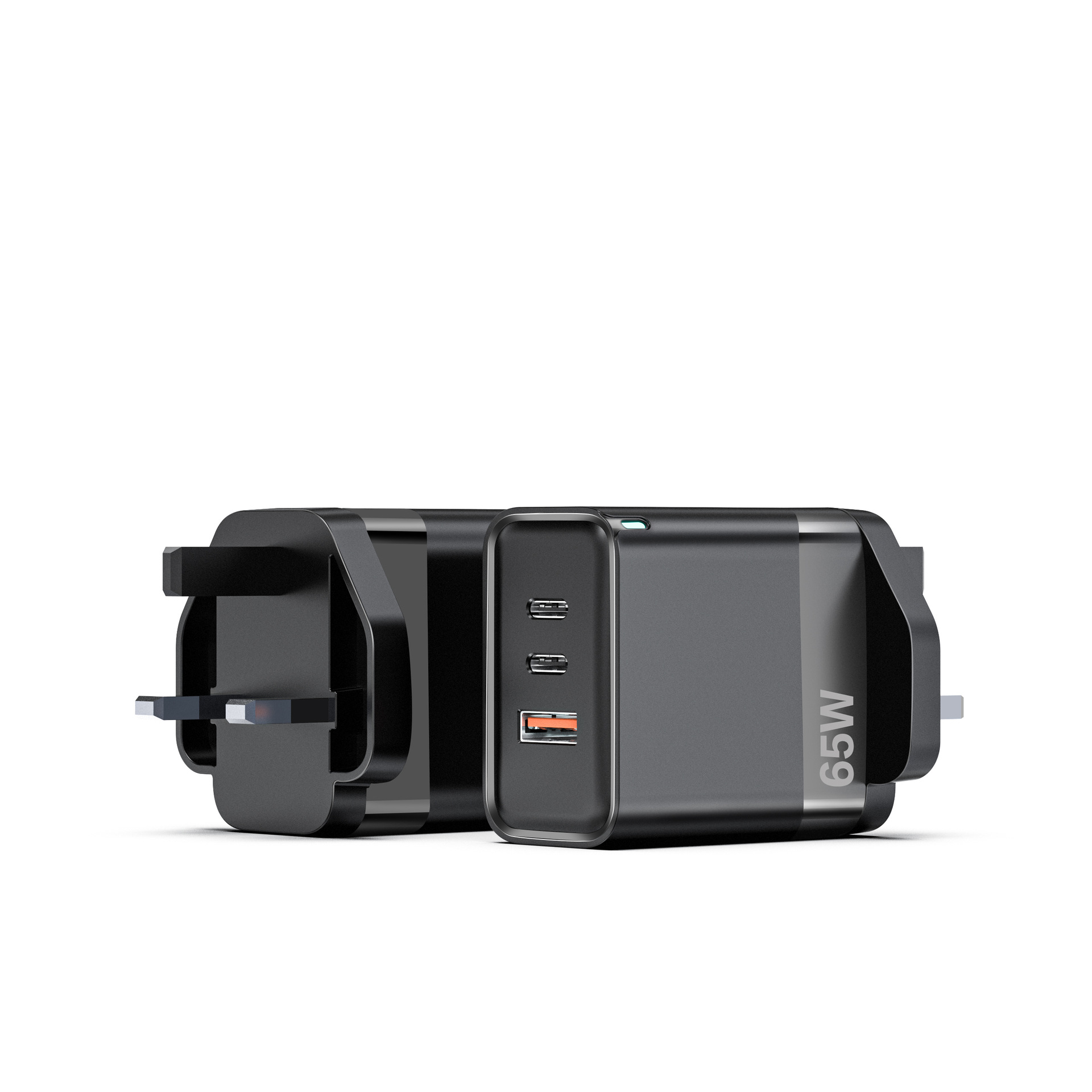  GaN 65W  mobile phone fast charge adaptor with Type C+C+USB 