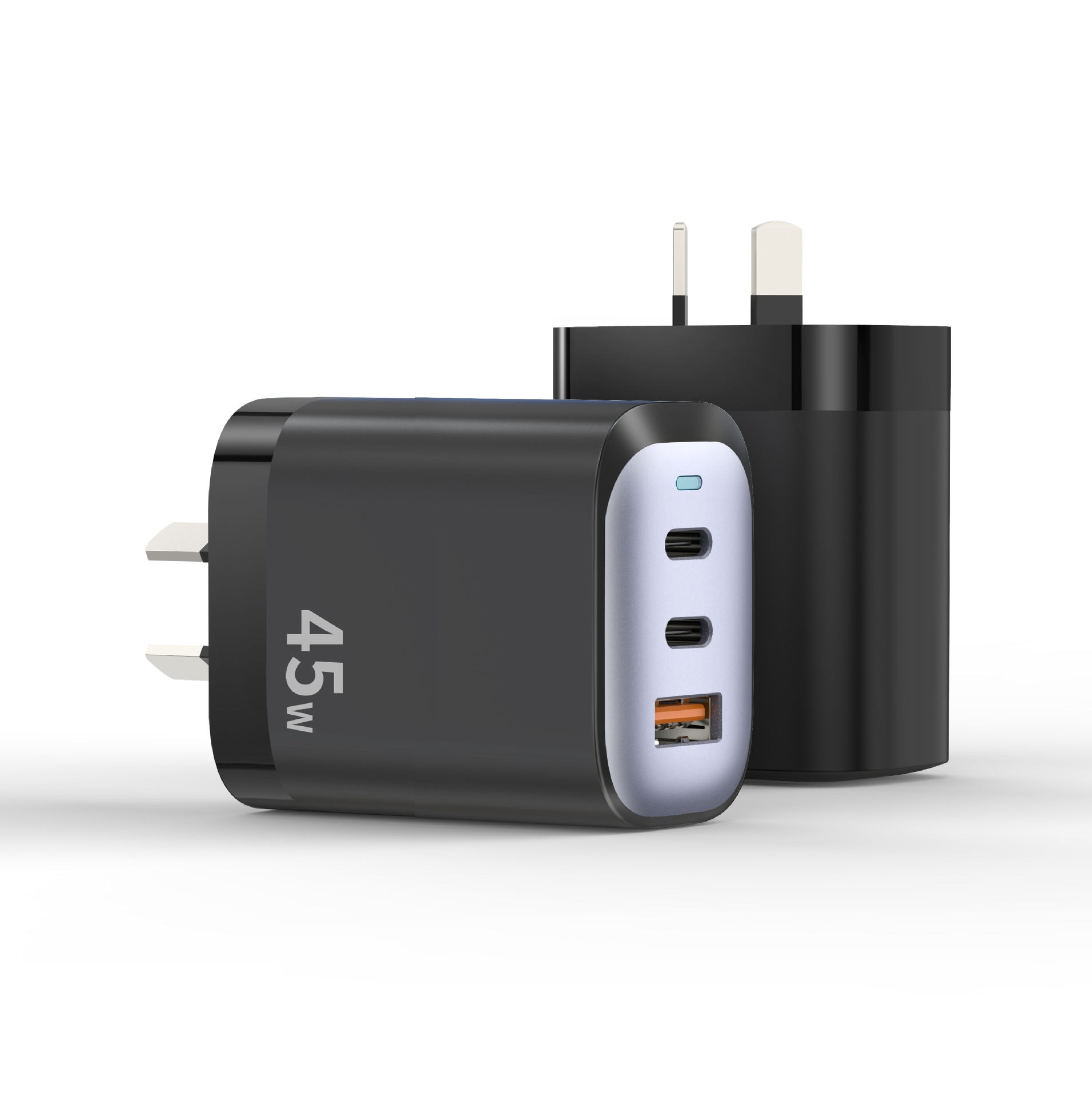 QC3.0 45W PD 2 Type C fast charger phone charger for Iphone and computers and tablets  