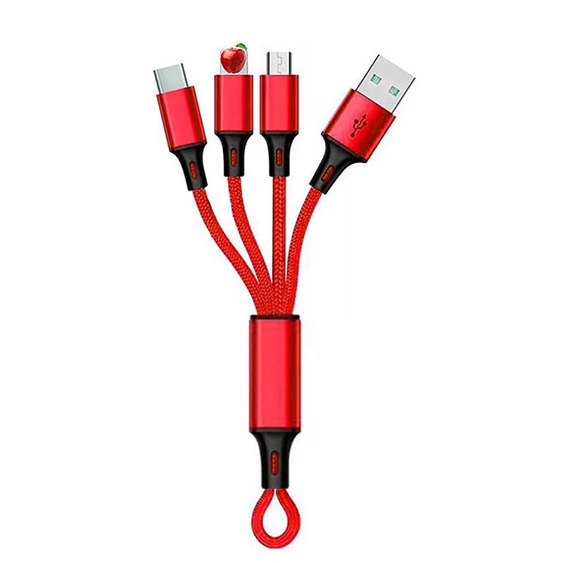 18cm Durable 3-Key Keychain – Nylon Braid & Aluminum Alloy (Red/Blue/Silver/Black)