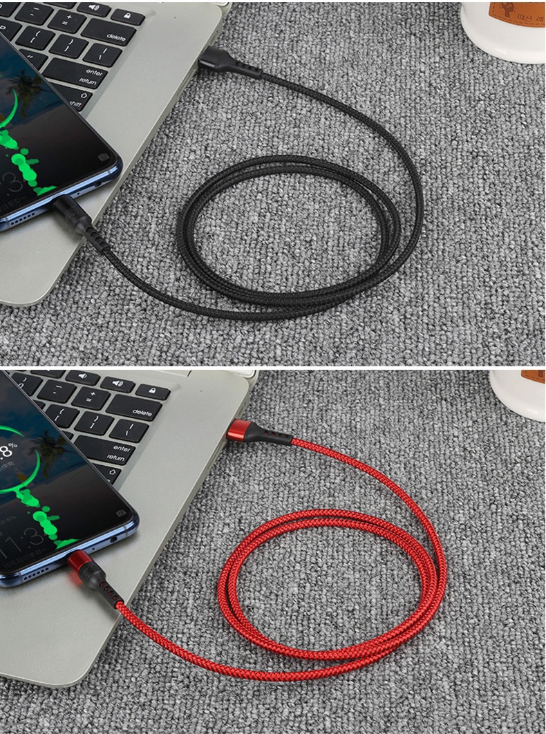 3A Iphone data cable Cylindrical design  Fast charger USB A to lighting cable 