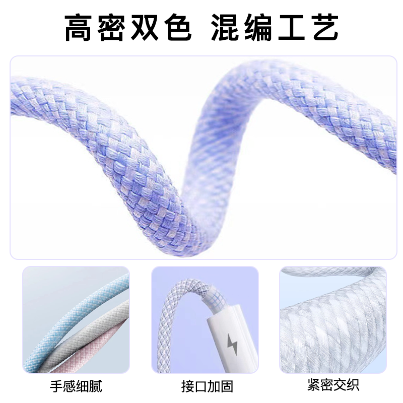 66W 3-in-1 data cable USB A to Lighting/Type C/ Micro charge cable 