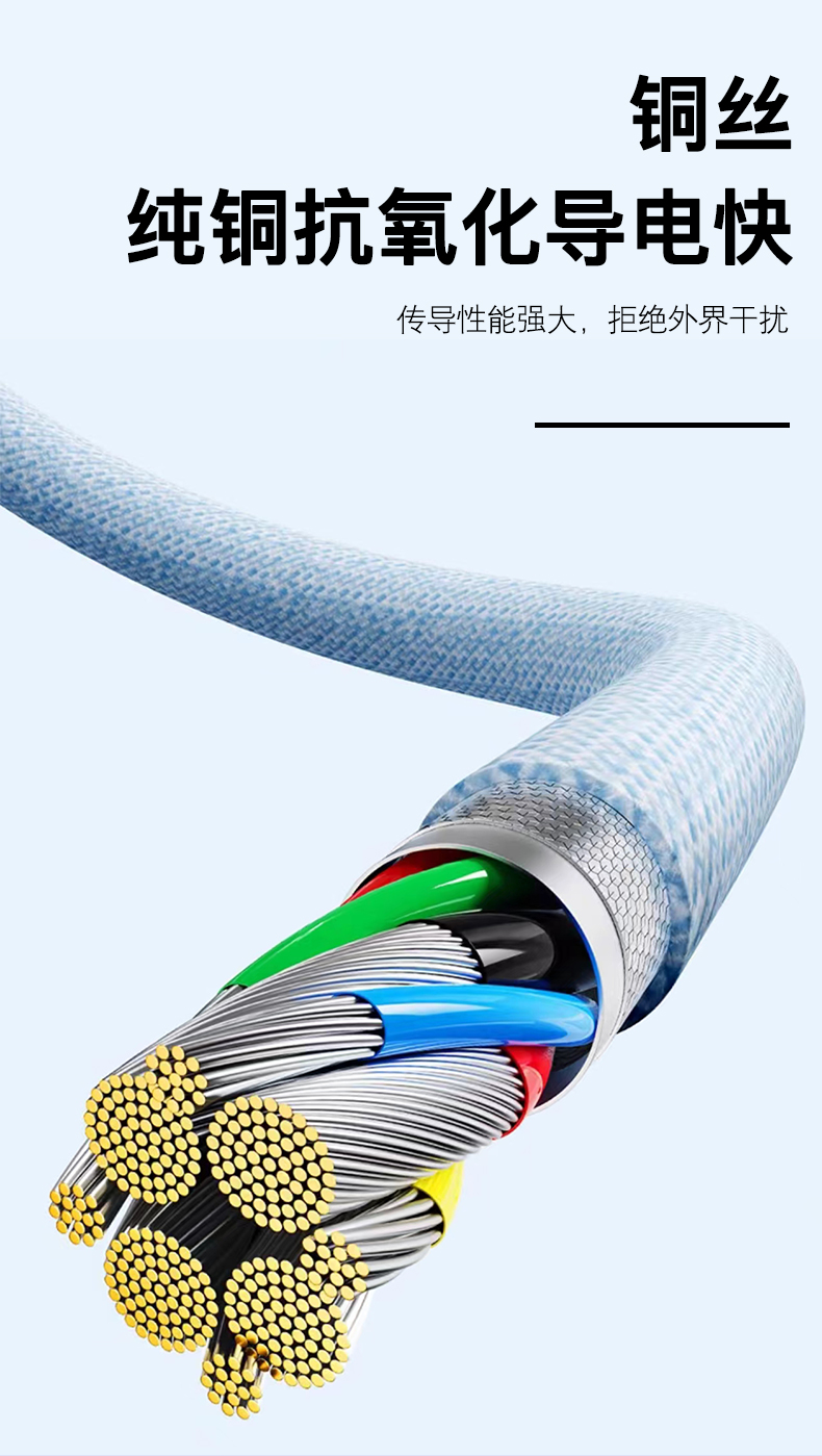 66W 3-in-1 data cable USB A to Lighting/Type C/ Micro charge cable 