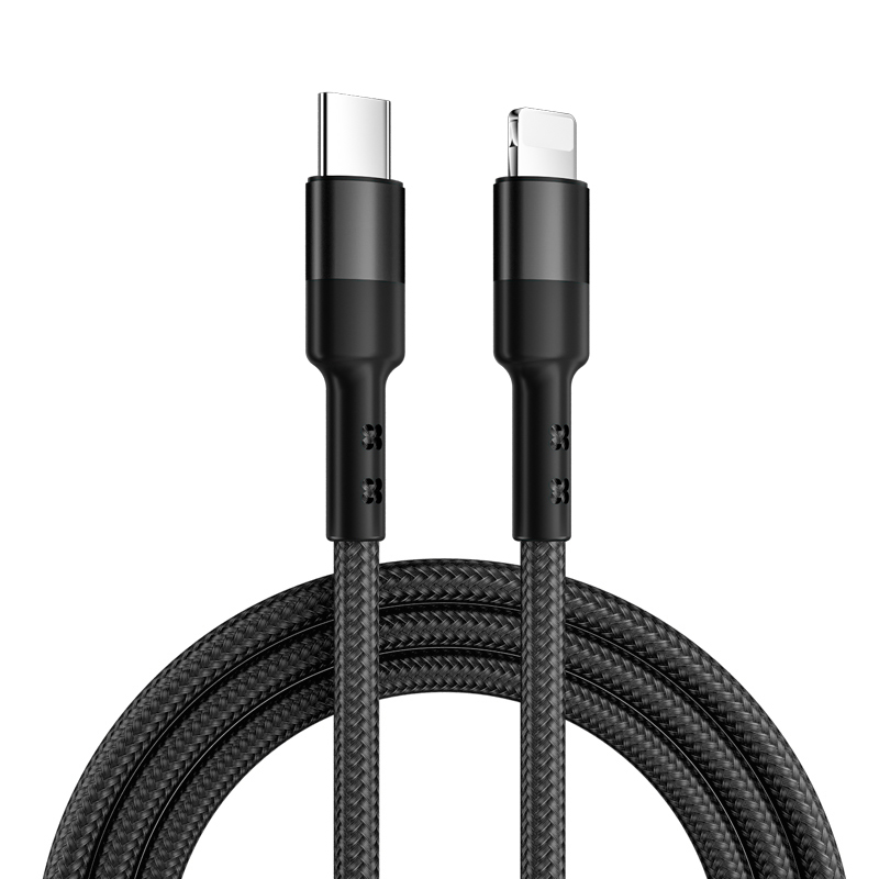 Nylon braided PD cable fast charge Type C to Lighting 18W 1M 2M