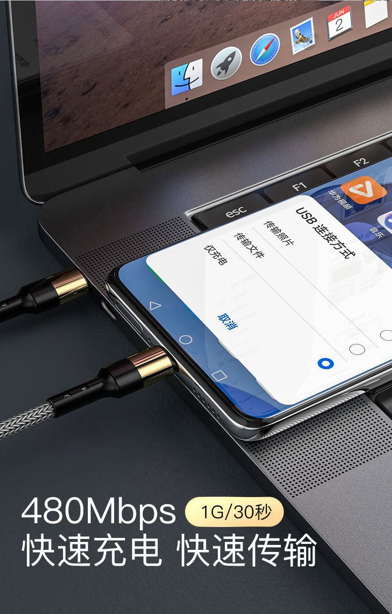 60W PD fast charger durable charger cord Type C To Type C 1.2M/2M 