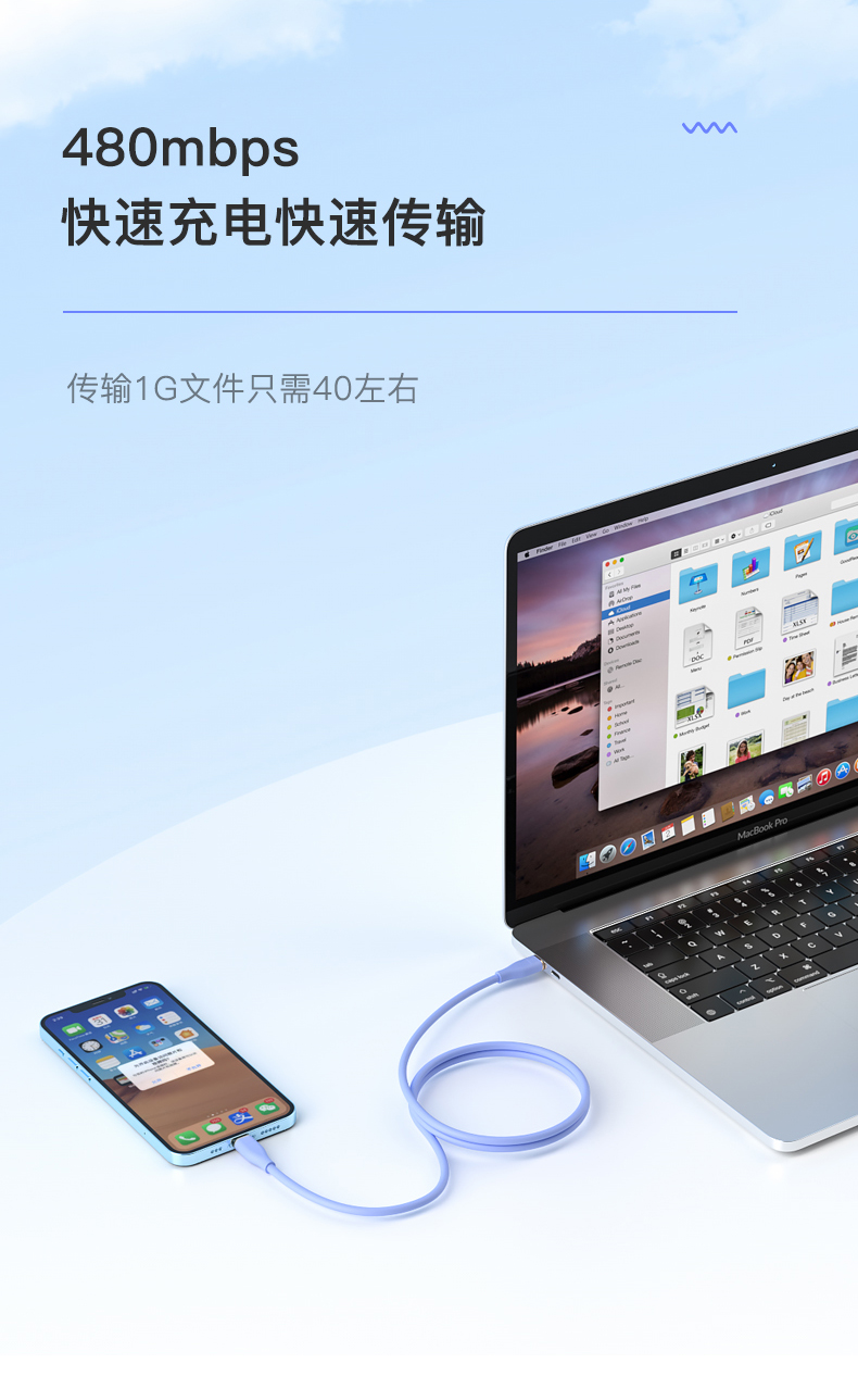 PD27W Silicone rubber soft cable Fast charger data cable USB Type C to Lighting 