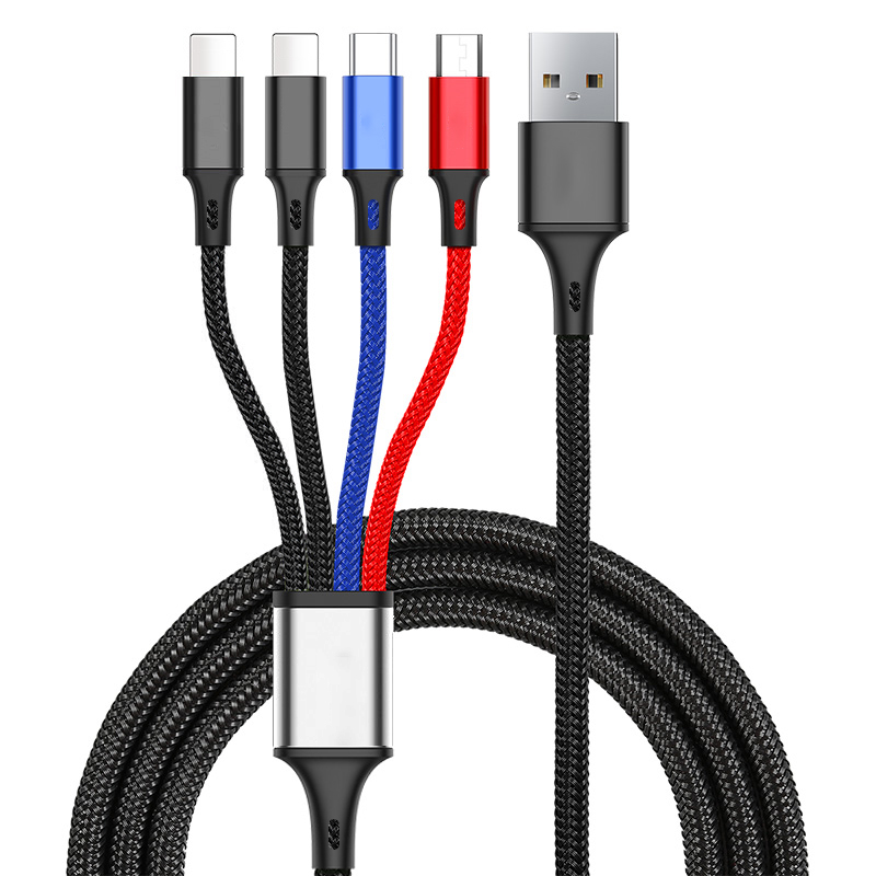 66W 4 in one data cable two lighting+Type C+Micro to USB A 