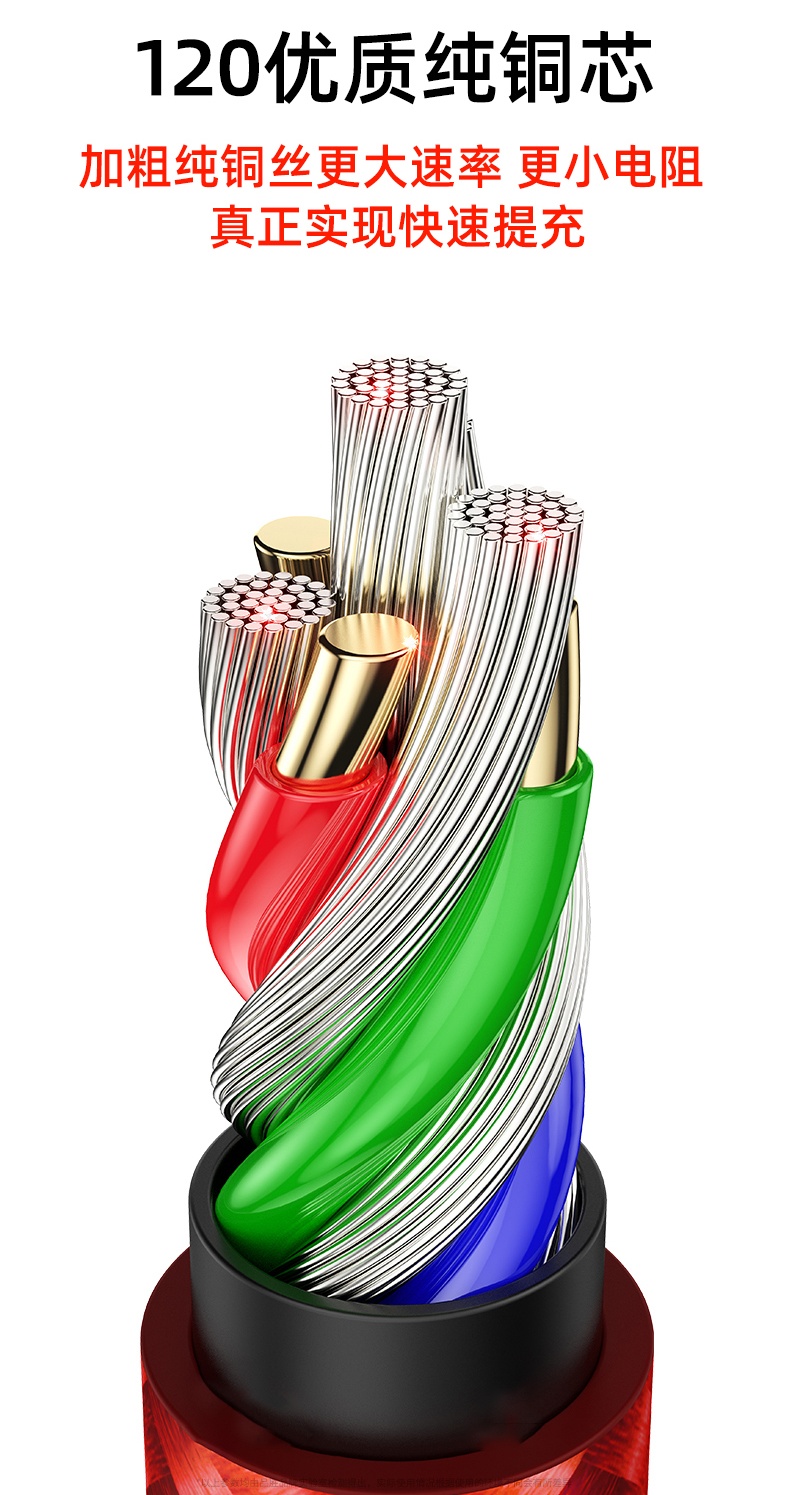 Multi USB type 2.8A fast charging cable 3 in1 usb type A port to android/ Lighting/ Type C 1.2M 