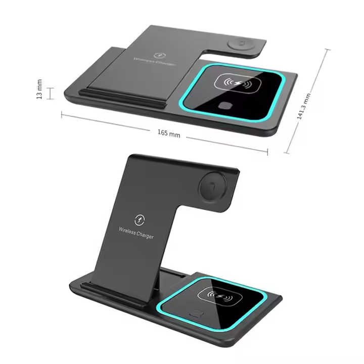 15W 3 in 1 One Foldable Portable Fast Wireless Charging Station Dock Magnetic Cell Phone Qi Wireless