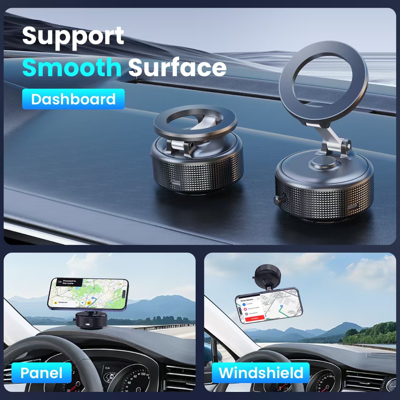 Car Phone Holder with Suction Cup Adjustable Phone Holder Magnetic Air Outlet Charger  