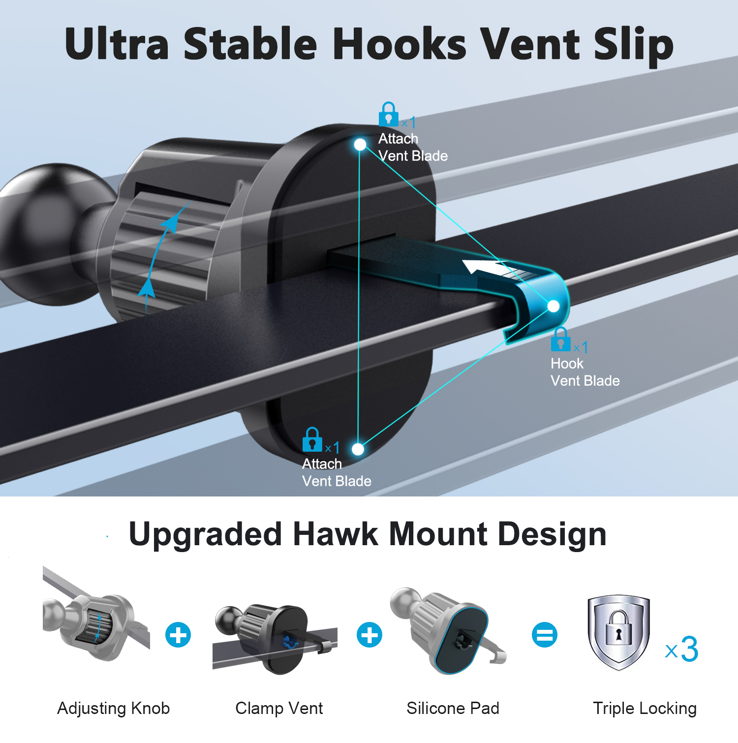  Universal 360 Degree Rotation Mobile Phone Holder Mount Cellphone Cradle Car Air Vent Hook Clip  