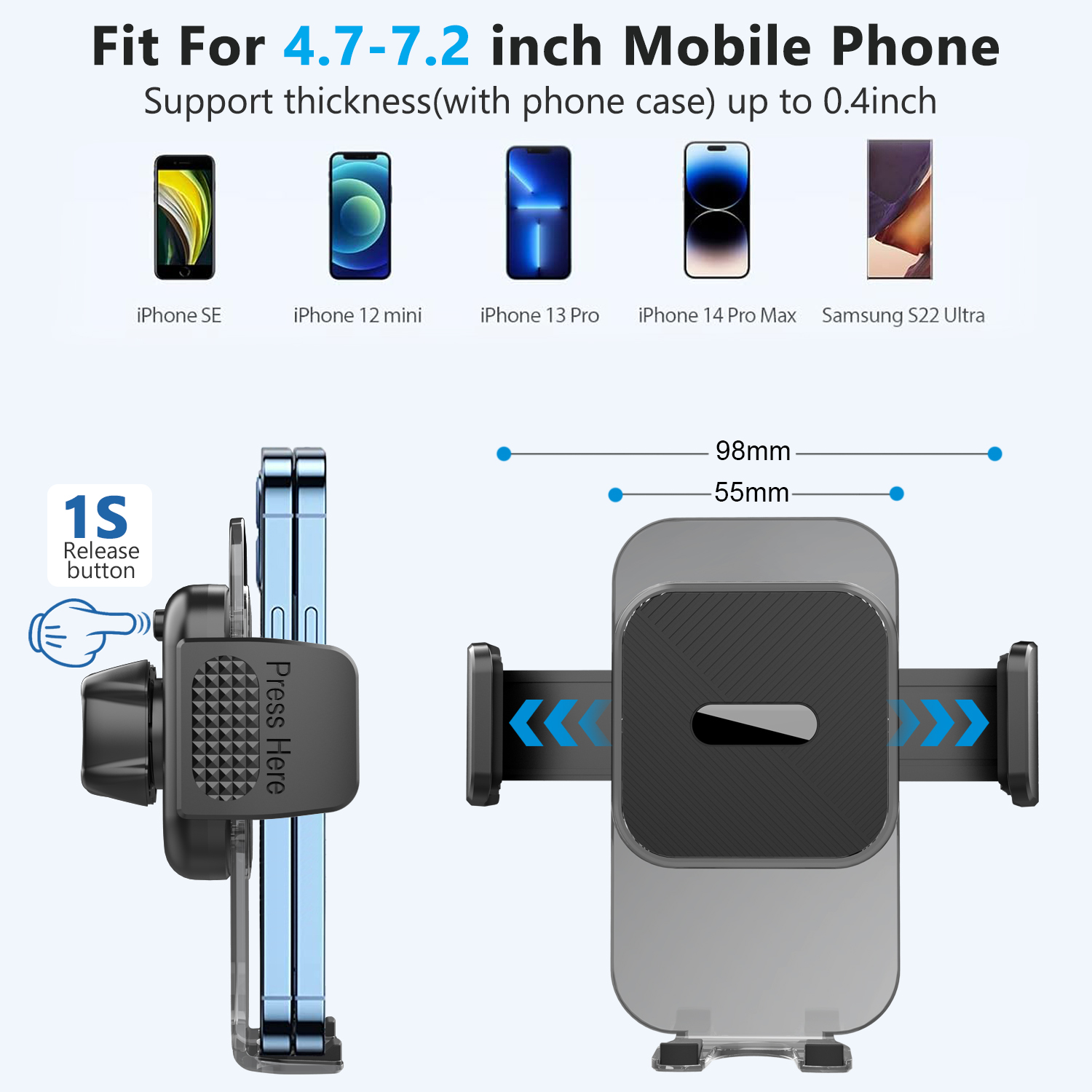  Universal 360 Degree Rotation Mobile Phone Holder Mount Cellphone Cradle Car Air Vent Hook Clip  