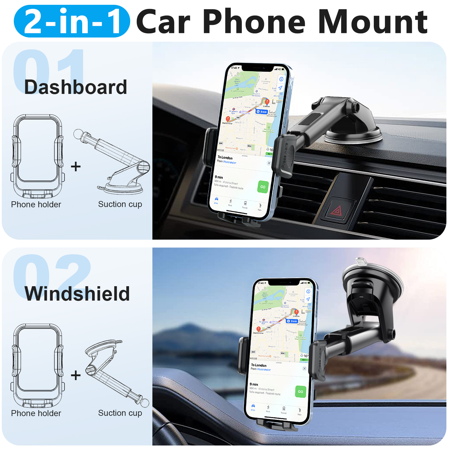 Car Mobile Phone Bracket Car Outlet Navigation Support Adjustable Rotation Car Phone Holder