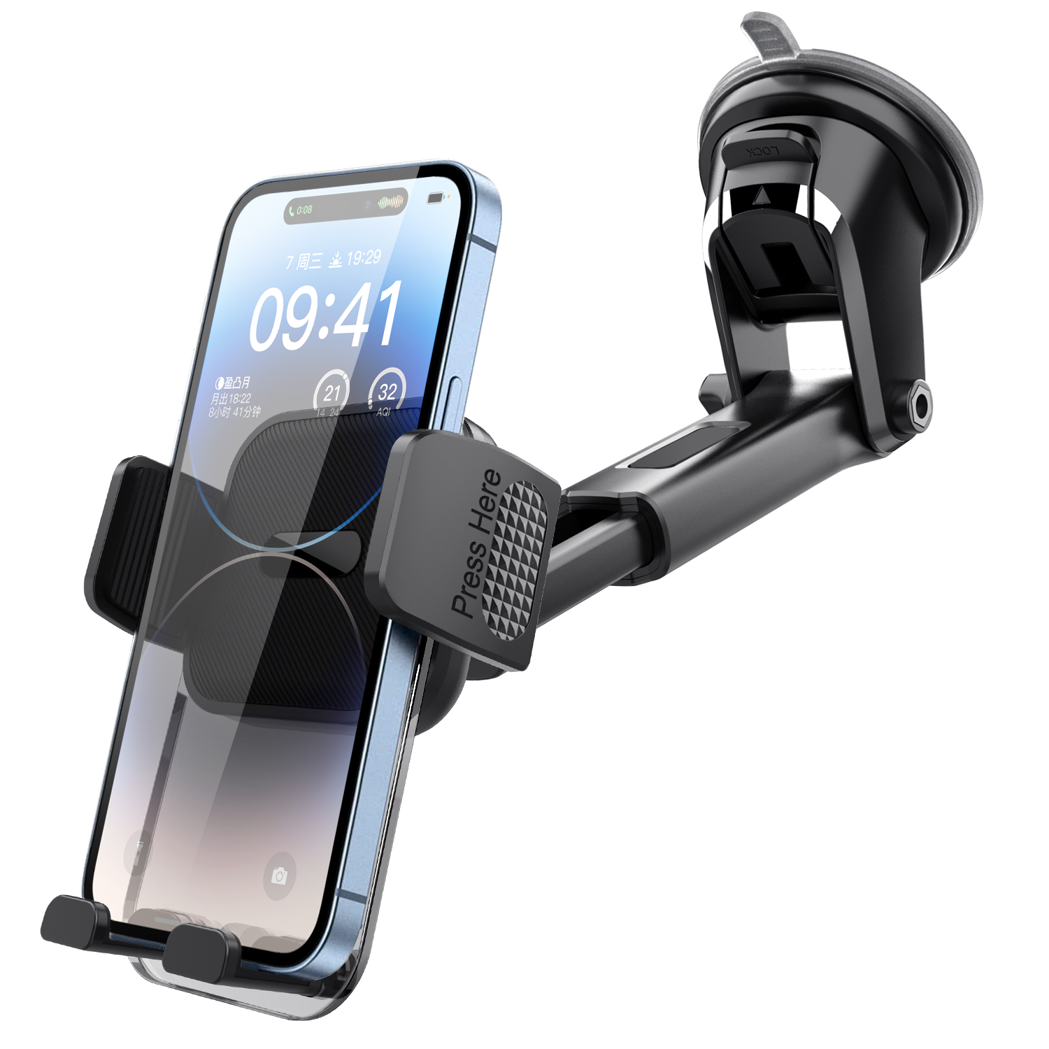 360 Degree Rotation Retractable Car Mount Phone Holder Telescopic Arm Suction Magnetic  