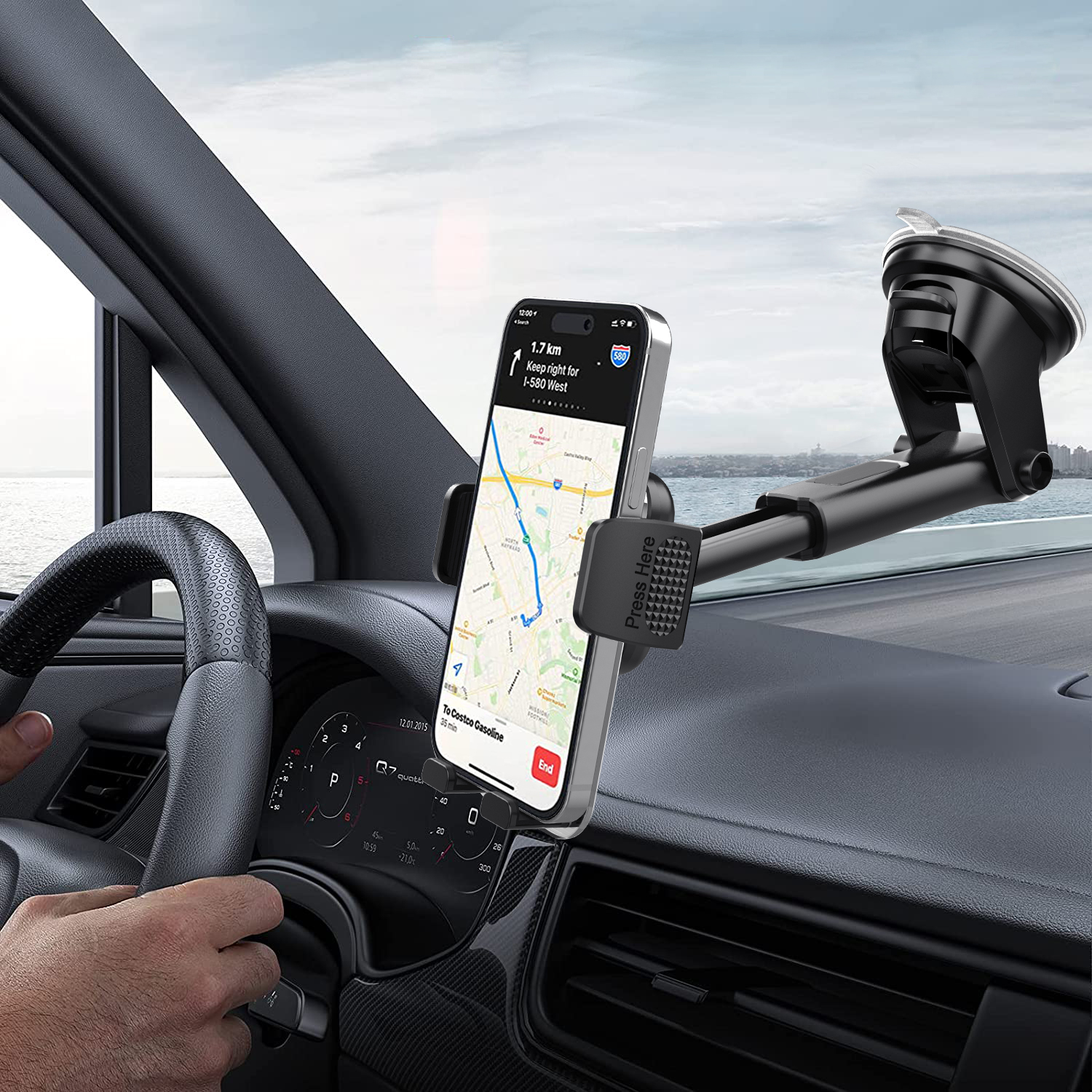 360 Degree Rotation Retractable Car Mount Phone Holder Telescopic Arm Suction Magnetic  