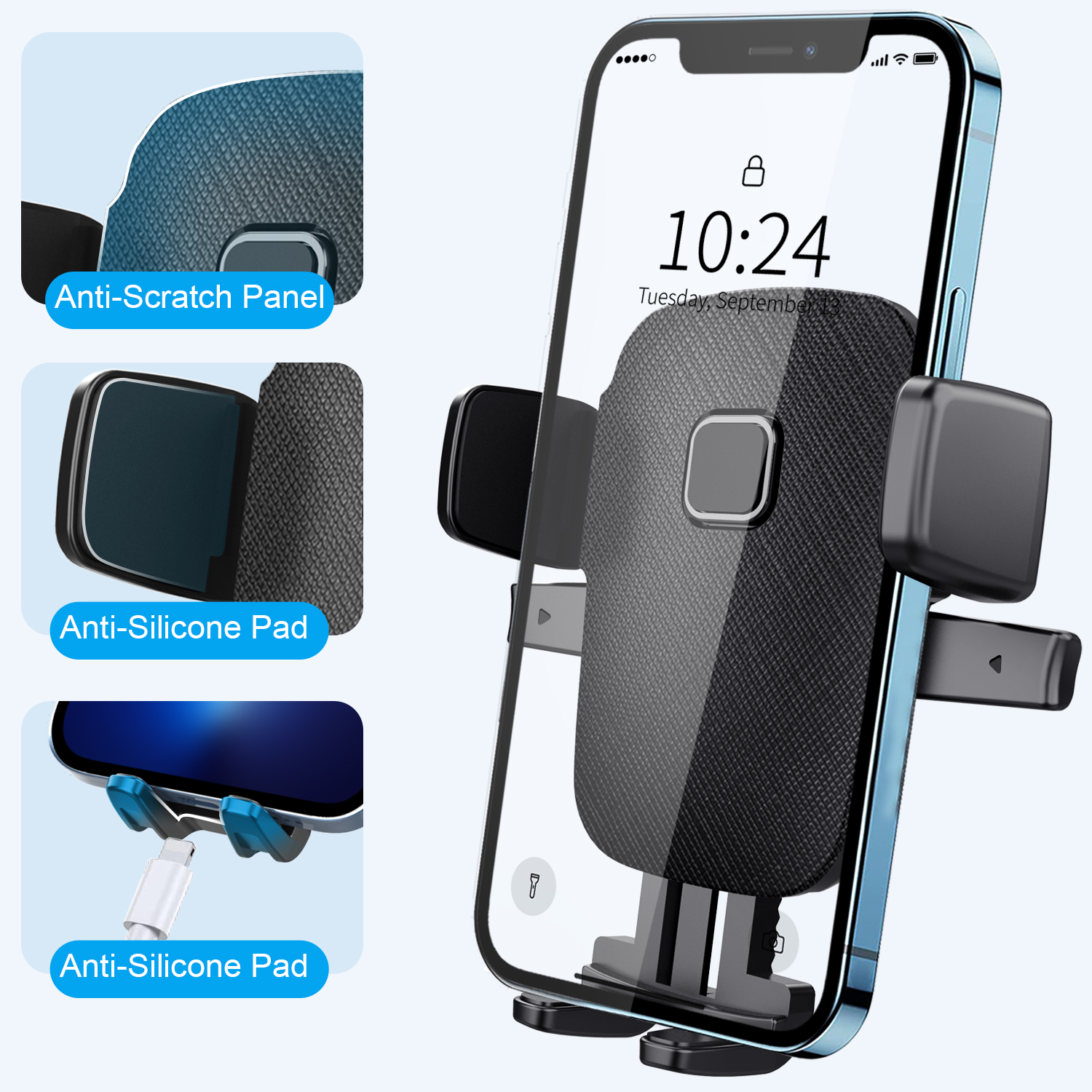 Upgrade Car Phone Holder Windshield Mount Holder 360 Rotate 4-7 Inches Suction  