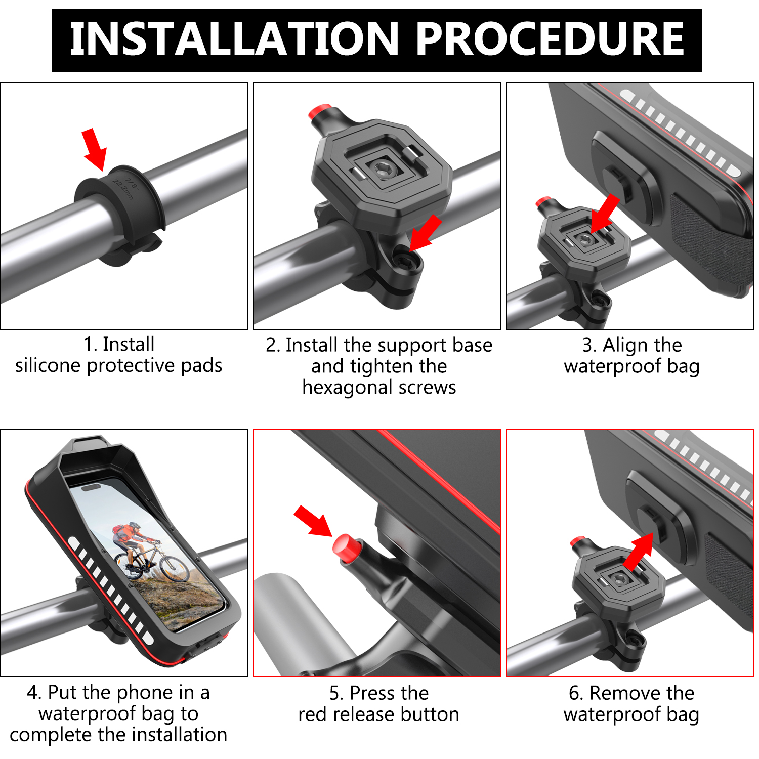 Bicycle Mobile Phone Rack E Bike Motorcycle Shockproof Waterproof Bike Phone Holder
