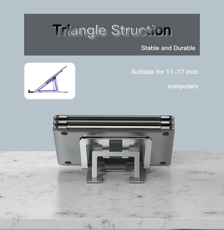 Adjustable Aluminum Alloy Portable Metal Laptop Holder for All Laptops