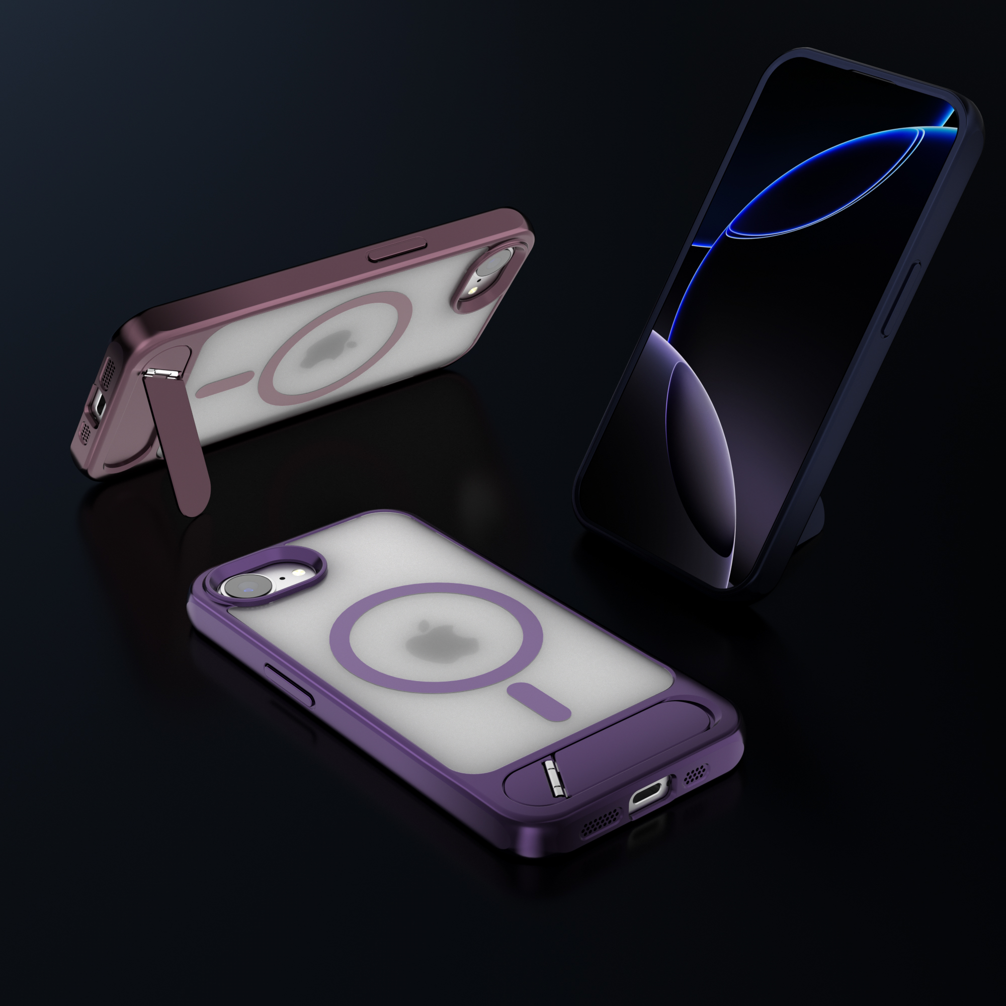 Tilt-flip bracket magnetic mobile phone Case, Dual-way Stand, Built-in Camera Protector