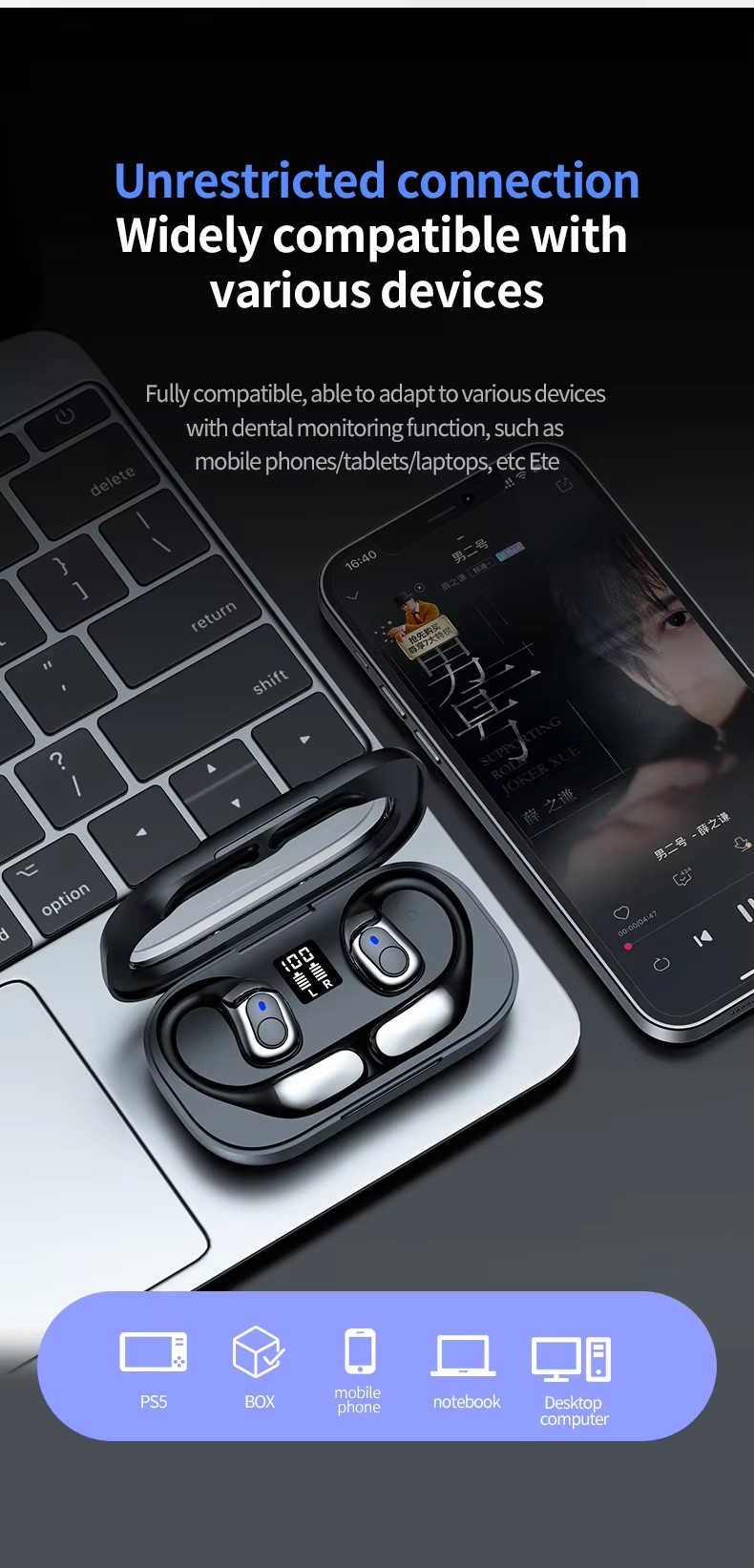  Earphones Wireless Earbuds BT V5.3 IPX4 Waterproof Sports Headphones for Huawei Xiaomi Oppo Vivo 