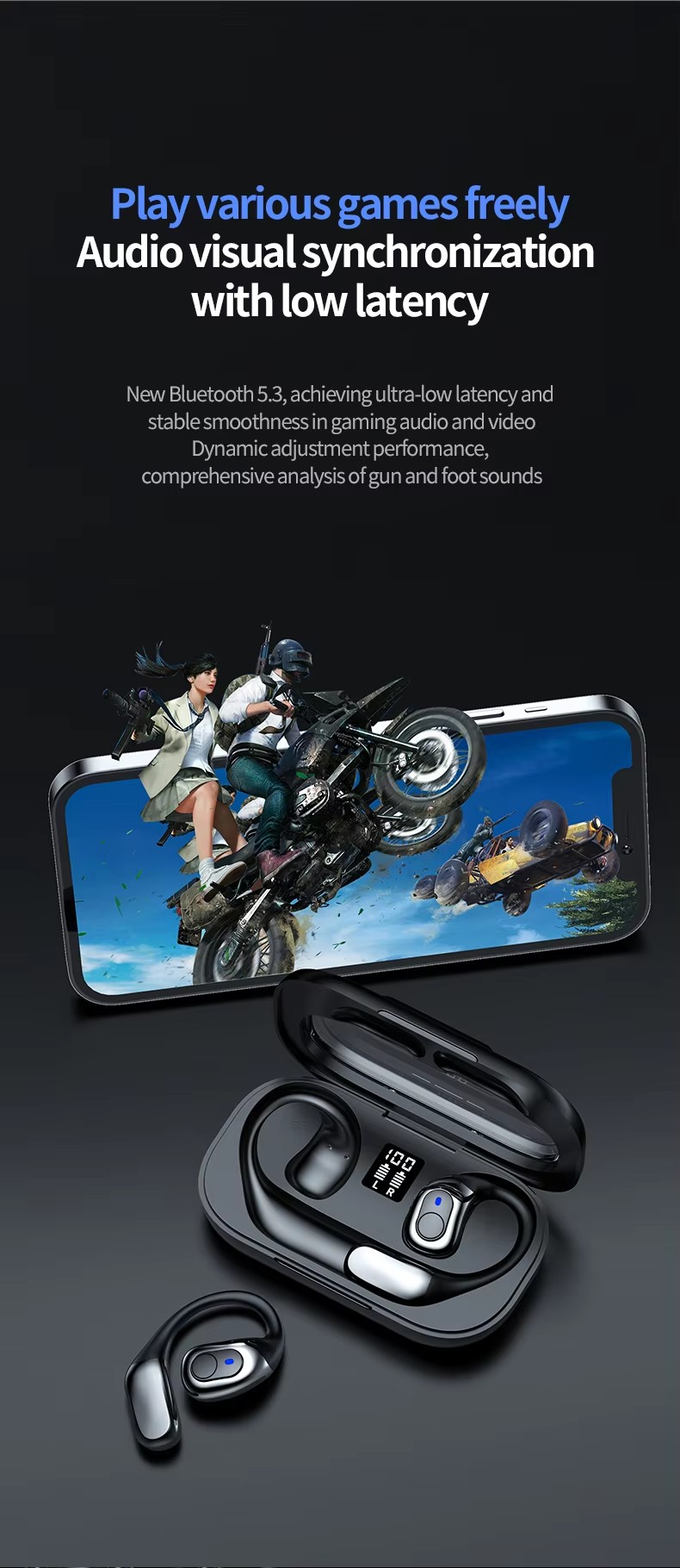  Earphones Wireless Earbuds BT V5.3 IPX4 Waterproof Sports Headphones for Huawei Xiaomi Oppo Vivo 