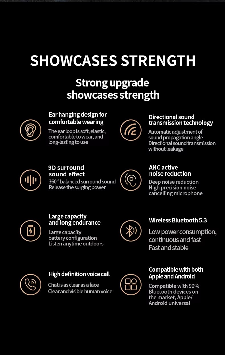  Earphones Wireless Earbuds BT V5.3 IPX4 Waterproof Sports Headphones for Huawei Xiaomi Oppo Vivo 