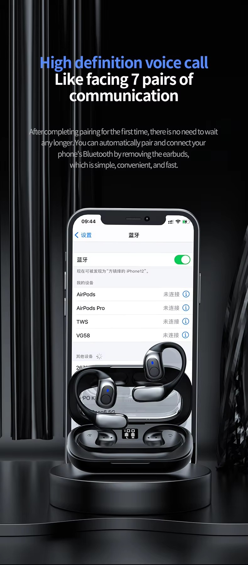  Earphones Wireless Earbuds BT V5.3 IPX4 Waterproof Sports Headphones for Huawei Xiaomi Oppo Vivo 