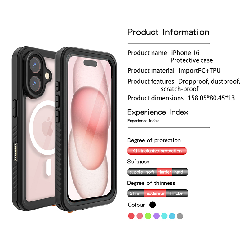 Magsafe Waterproof IP68 phone case For Iphone 16 Pro All iphone and Samsung models 