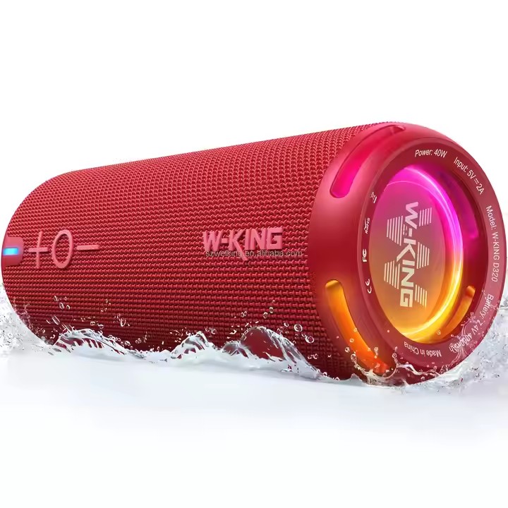 Outdoor Speaker IPX7 Waterproof TWS Mini 40W 3D Surround RGB Colorful Light Portable Bluetooth Speak