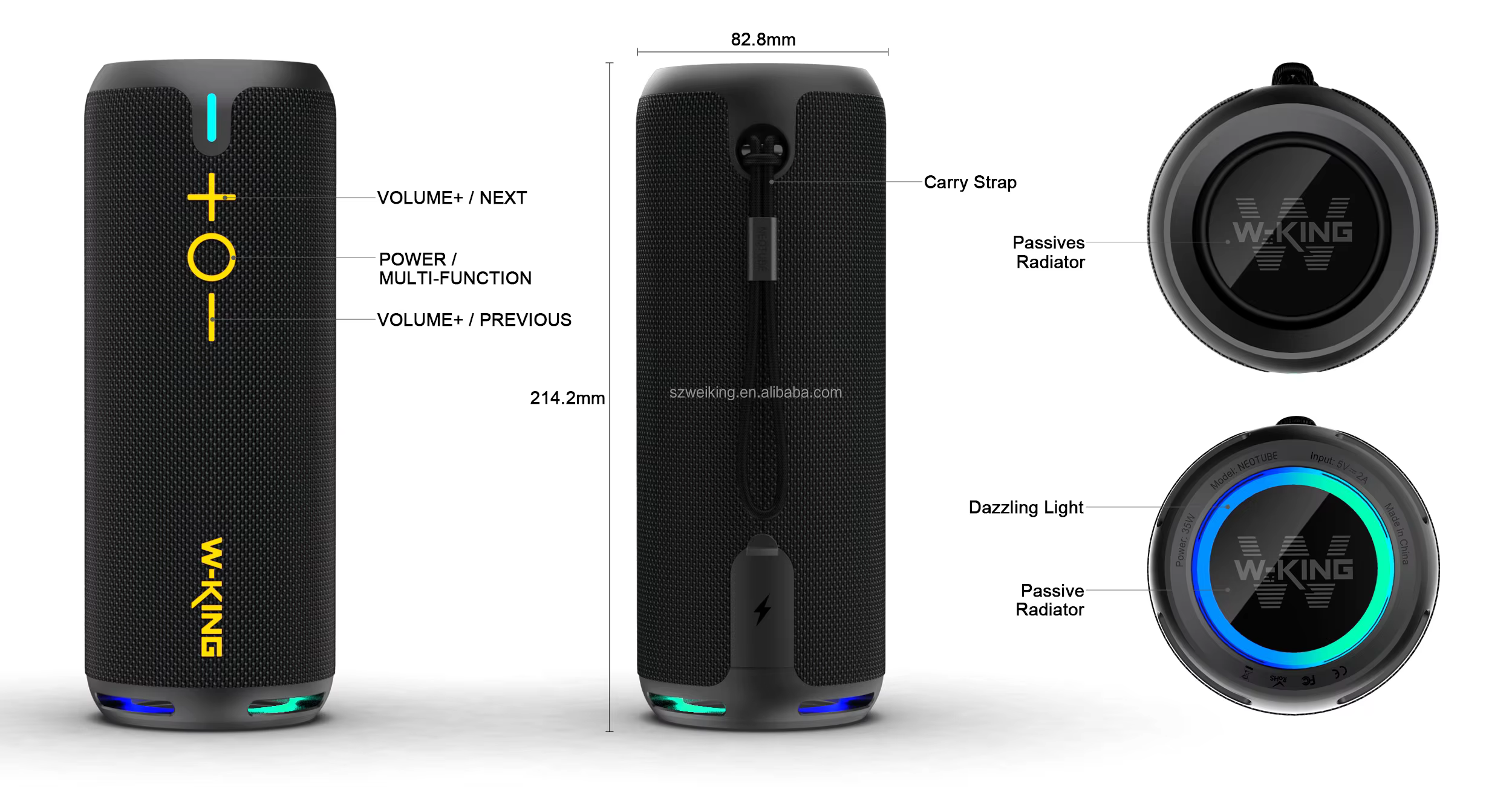 Outdoor Speaker IPX7 Waterproof TWS Mini 40W 3D Surround RGB Colorful Light Portable Bluetooth Speak